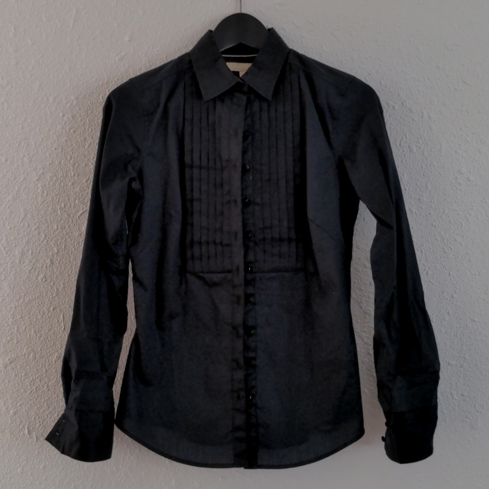 Banana Republic Black Collar Shirt Sz 2